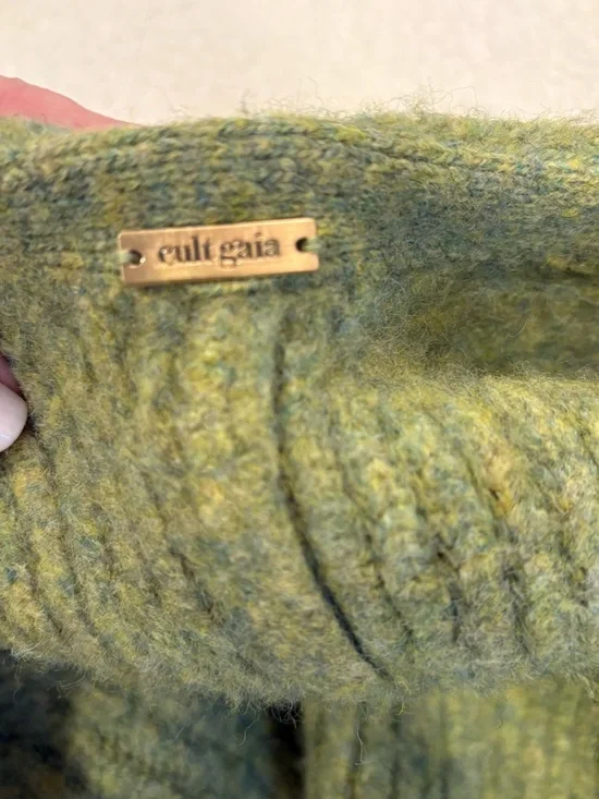 Cult Gaia Olive Green Hook-Front Ribbed Cardigan - Picture 10 of 10
